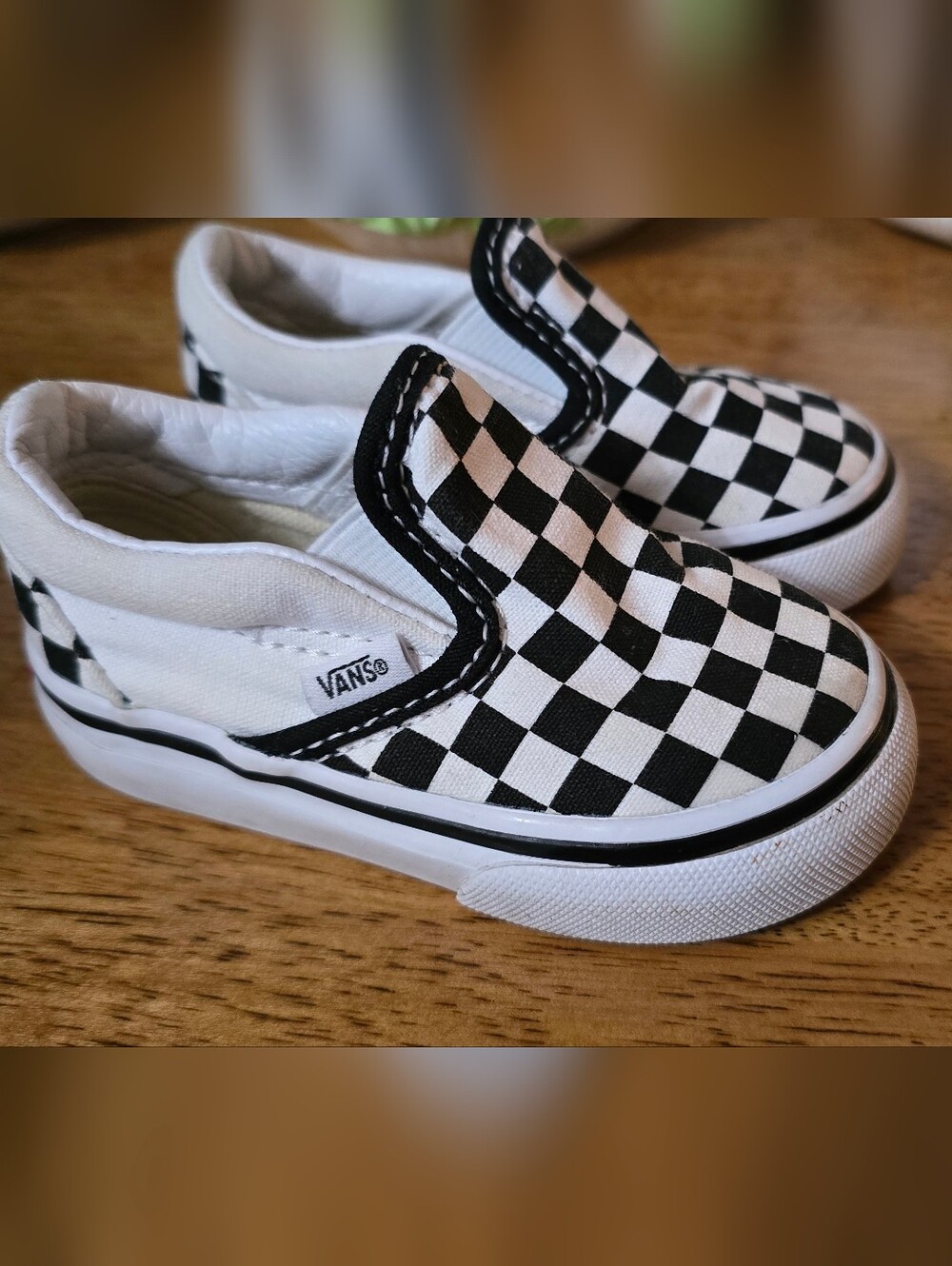 Vans Kids Black and White Checkerboard Slip-On Sneakers